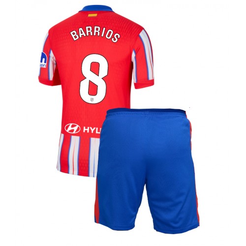 Fotbalové Dres Atletico Madrid Pablo Barrios #8 Dětské Domácí 2024-25 Krátký Rukáv (+ trenýrky)